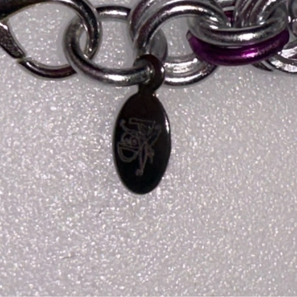 Chainmail Byzantine Purple and Silvertone Bracelet - Picture 6 of 7